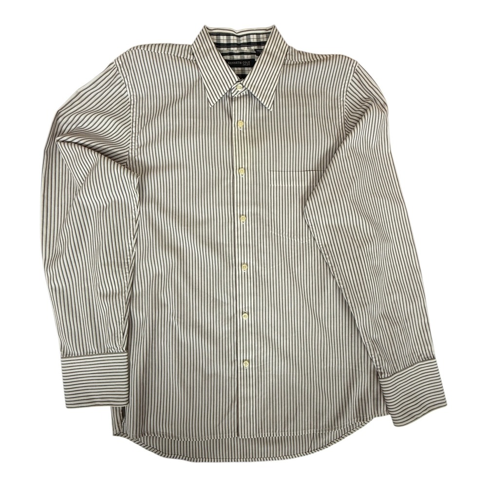 Kenneth Cole New York Dress Shirt Mens M White New Striped Slim Fit Mobility